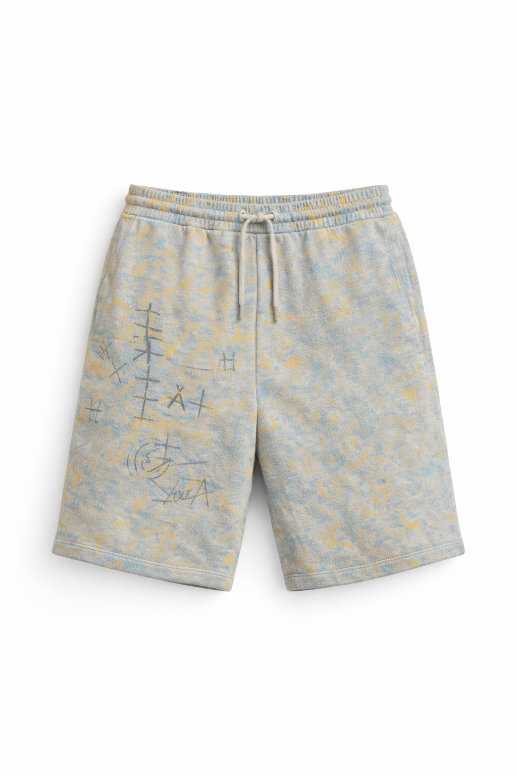 Abstract Wash Sweatshirt & Shorts Set