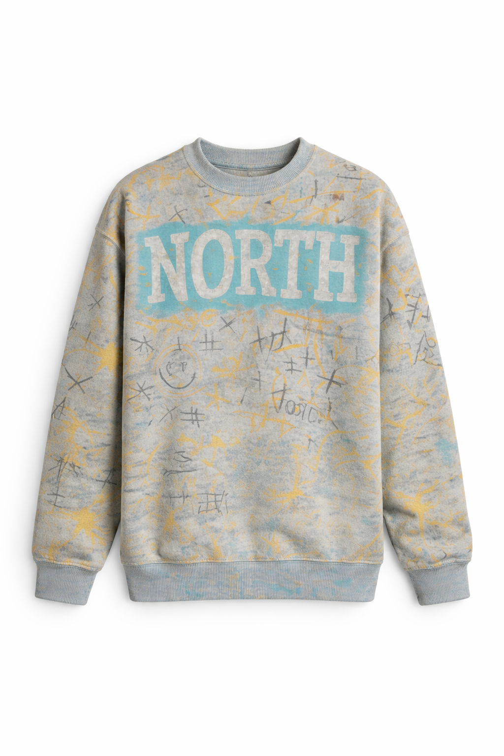 Abstract Wash Sweatshirt & Shorts Set