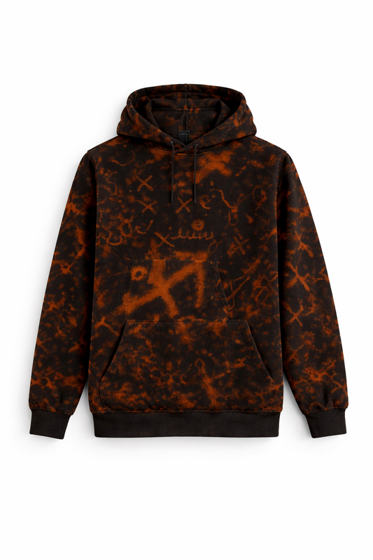 Bleached Pattern Hoodie & Shorts Set