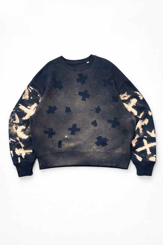 CROSSES DISTRESSED – Hand-Finished Oversized Sweatshirt