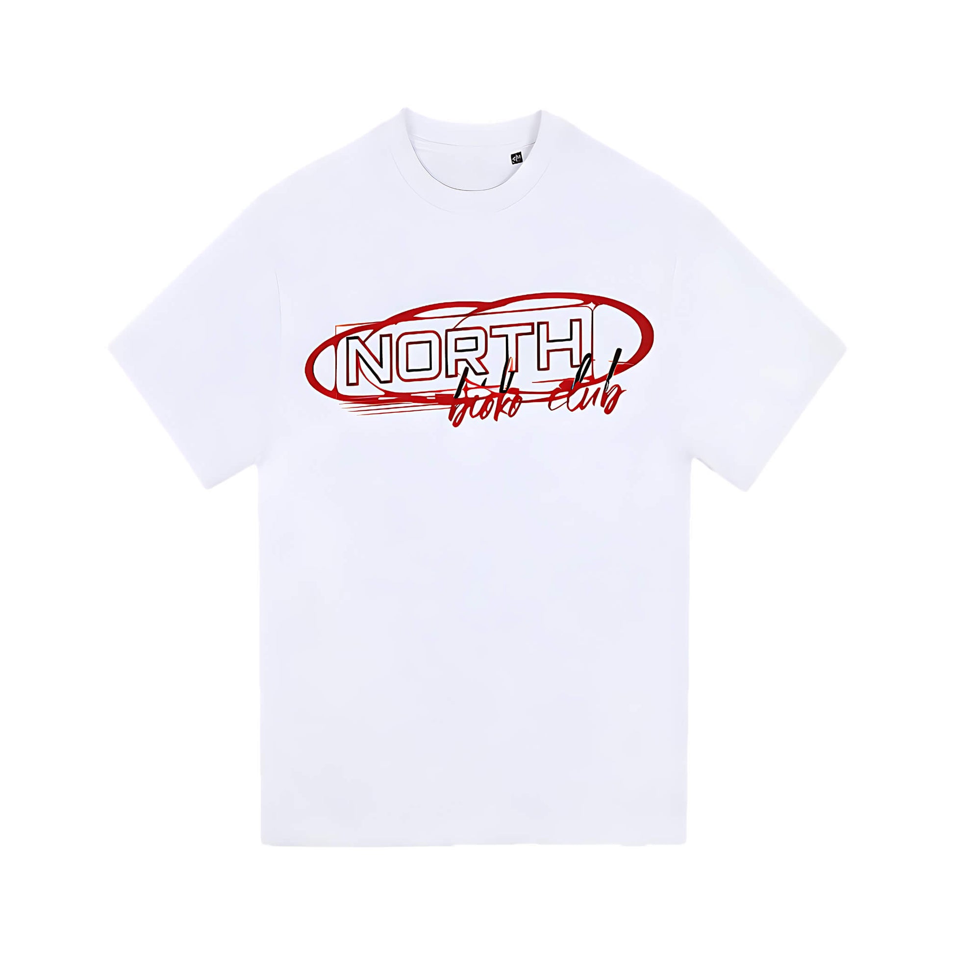 White North Bioko Club oversized t-shirt laid flat showing front logo and clean finish
